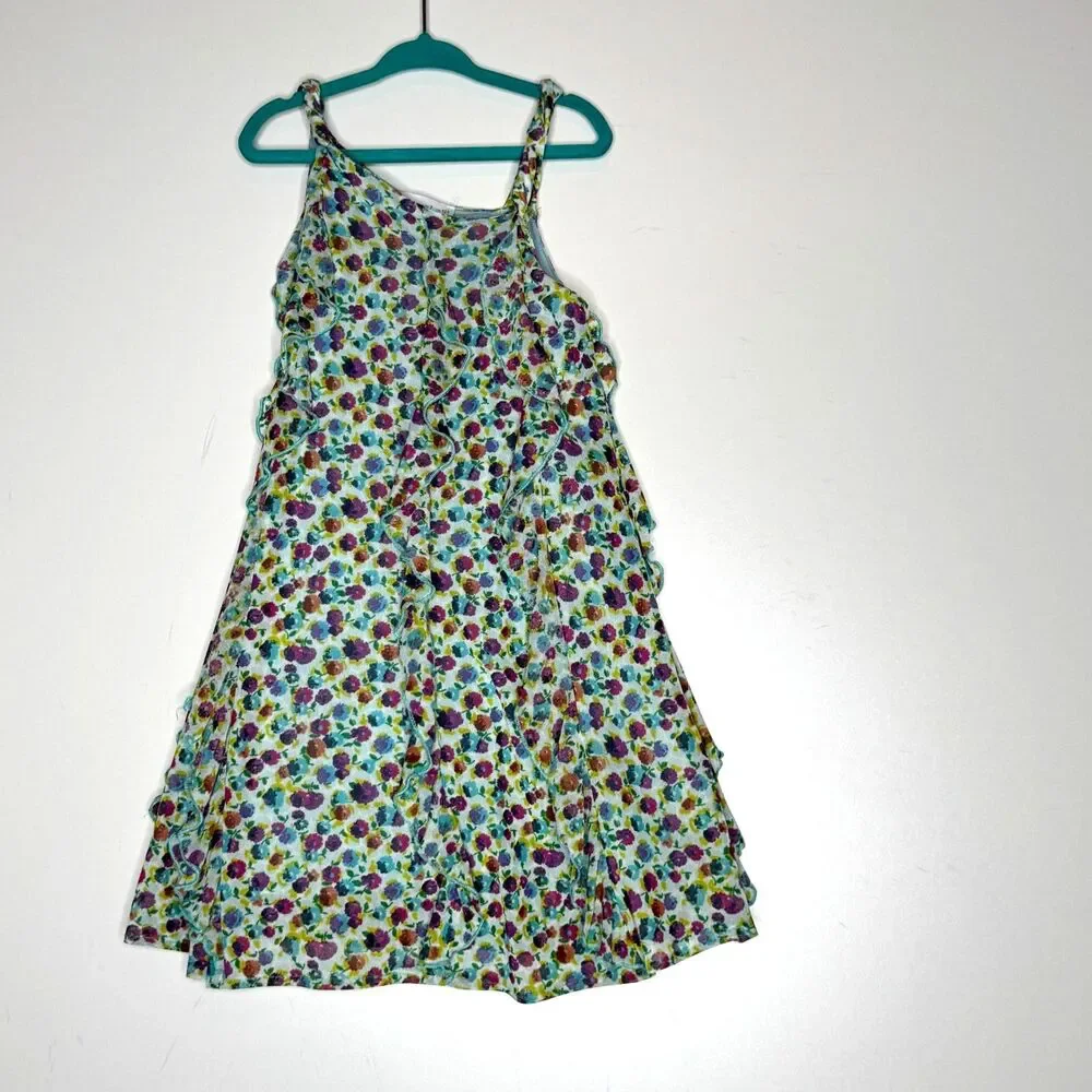 Zara Floral Ruffle Sleeveless Tank Slip Dress Kids Children's Girls Size 7